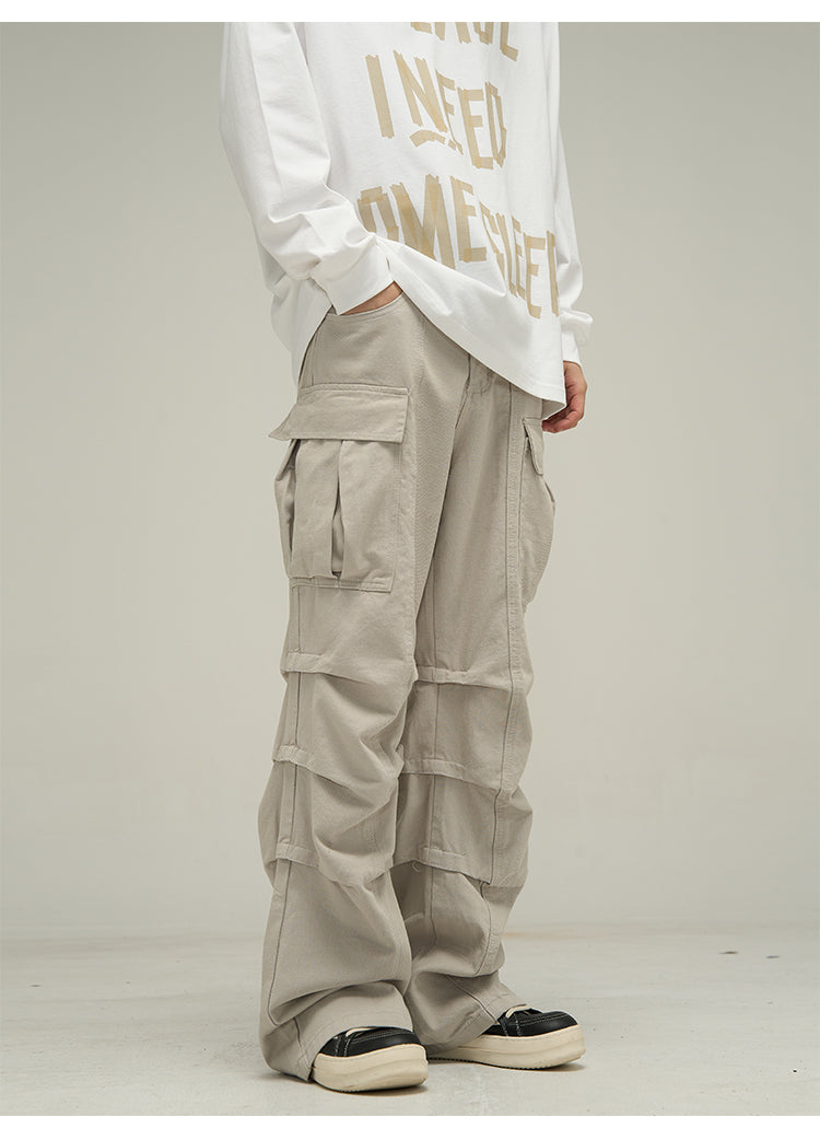 Wide leg multi-pocket cargo pants P602