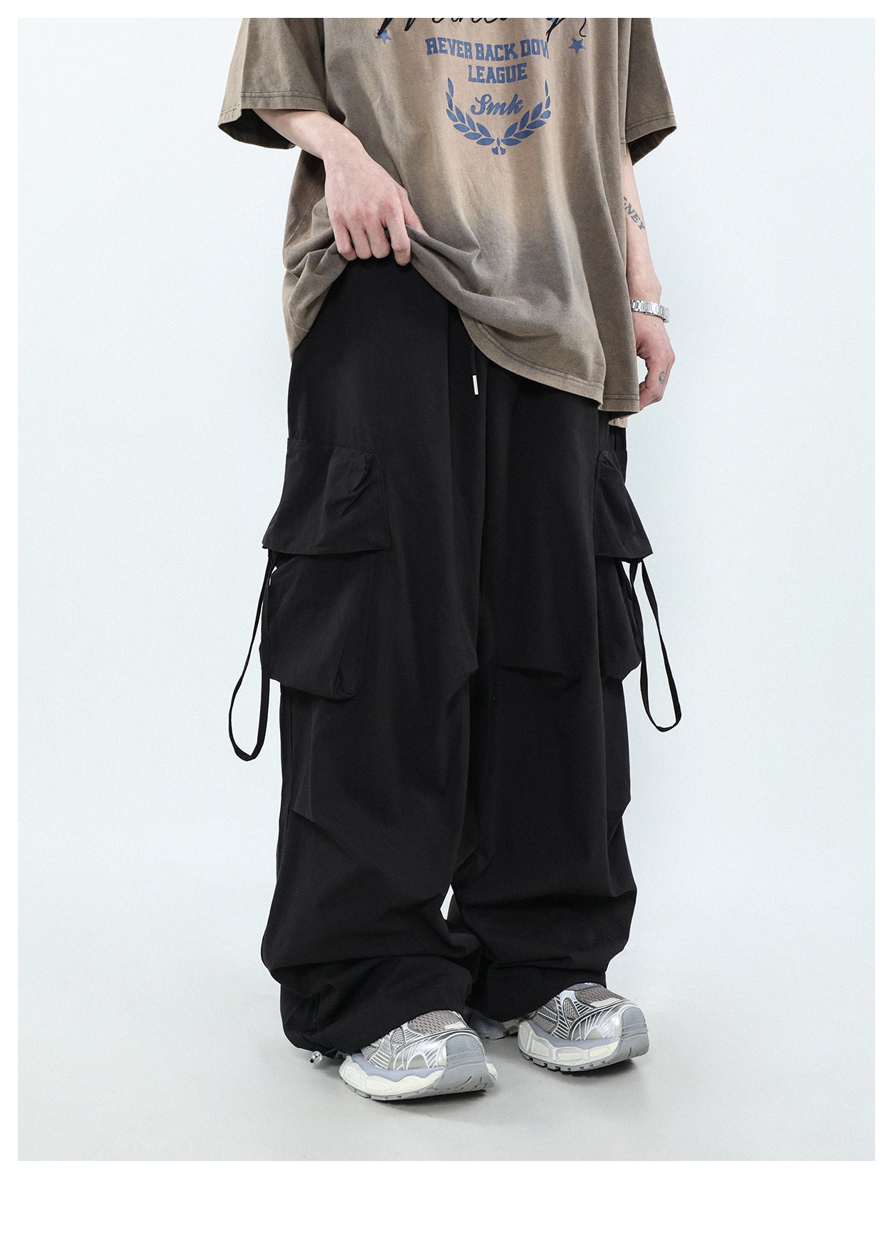 Wide leg multi-pocket cargo pants P274