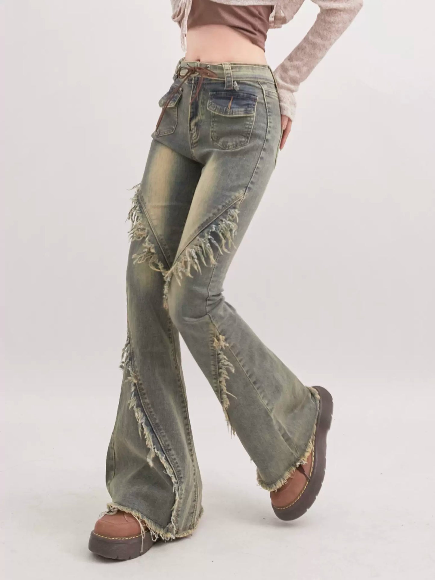 Gradient Strap Casual Jeans P923