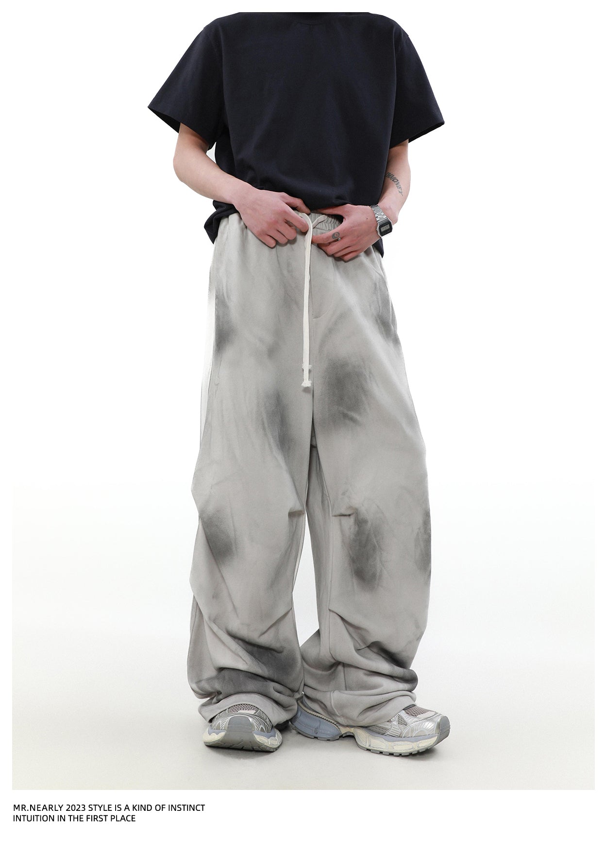 Dirt dyed washed sweatpants P1345