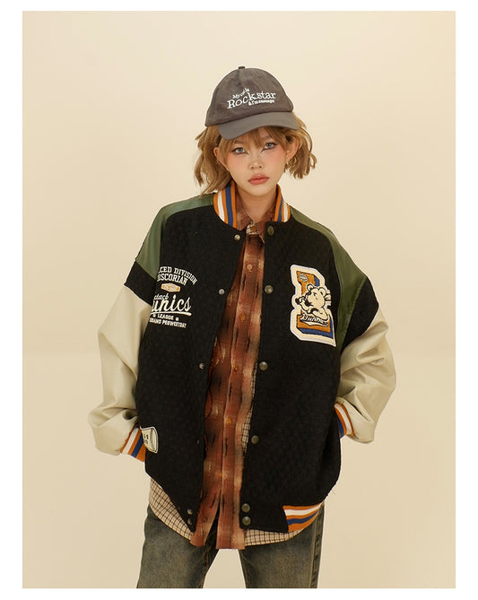 PU Leather Baseball Uniform Jacket P1284