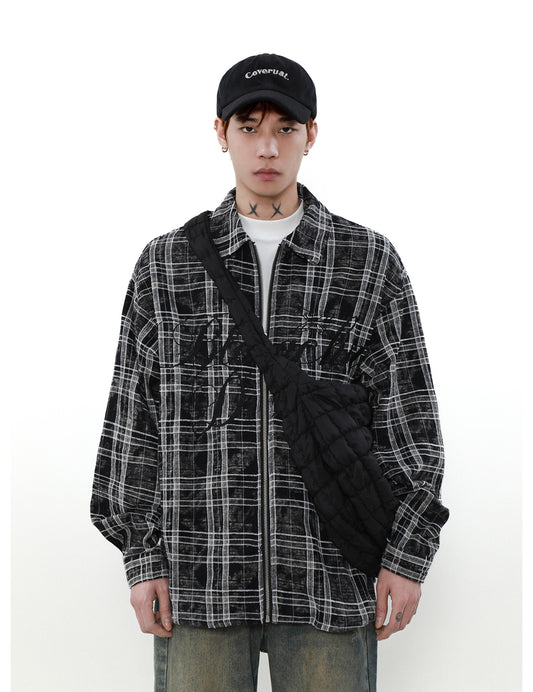 American retro letter check pattern jacket P838