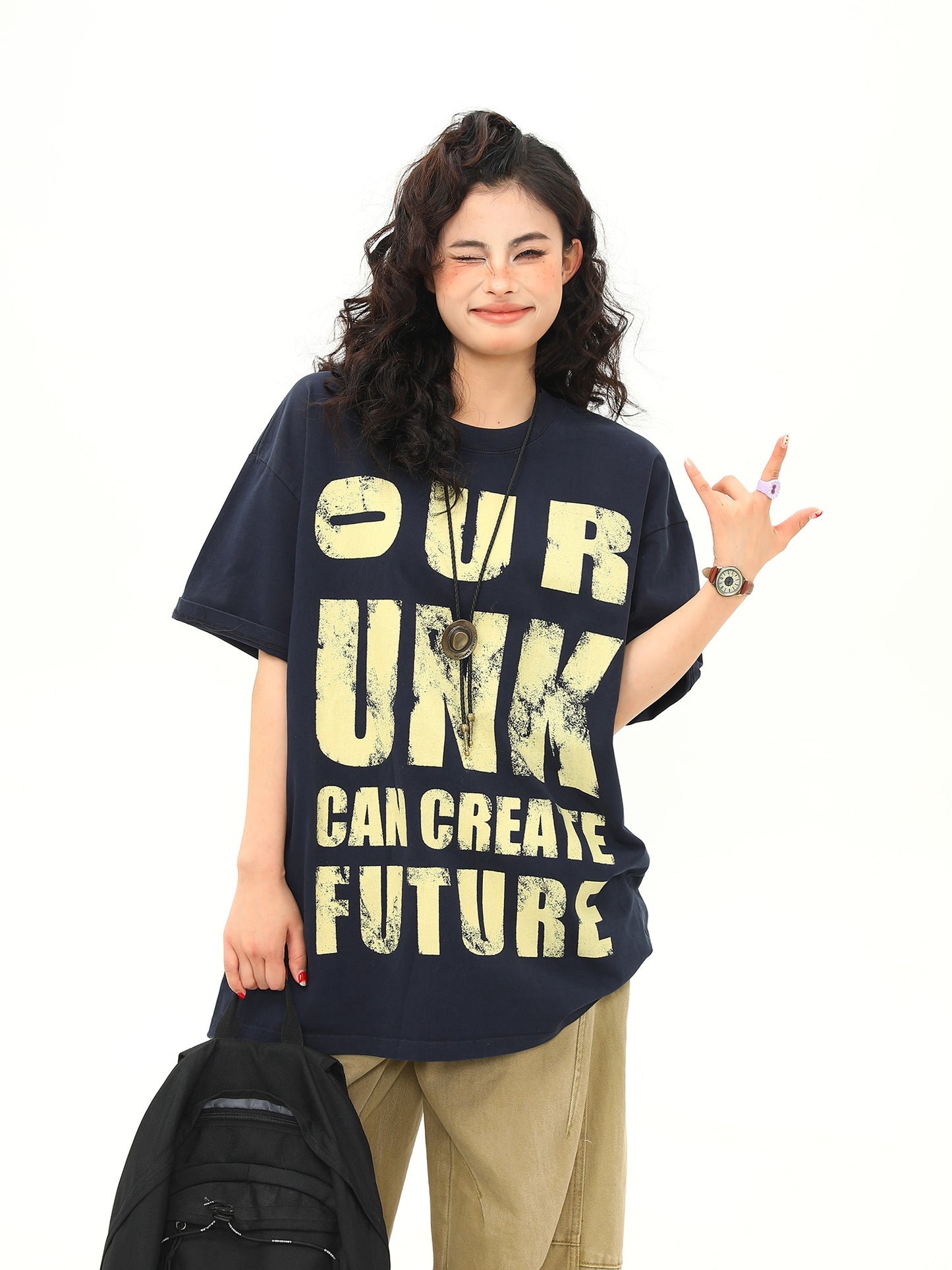 ルーズ プリント Tシャツ P2057