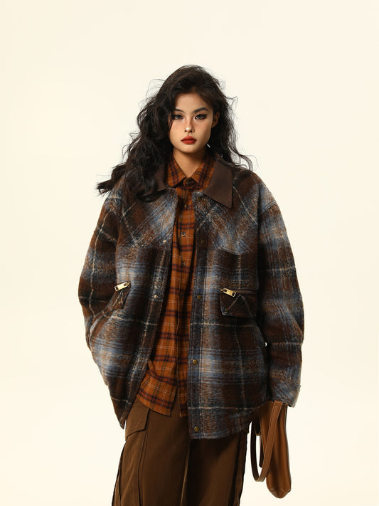 Wool check patterned cotton jacket P1263