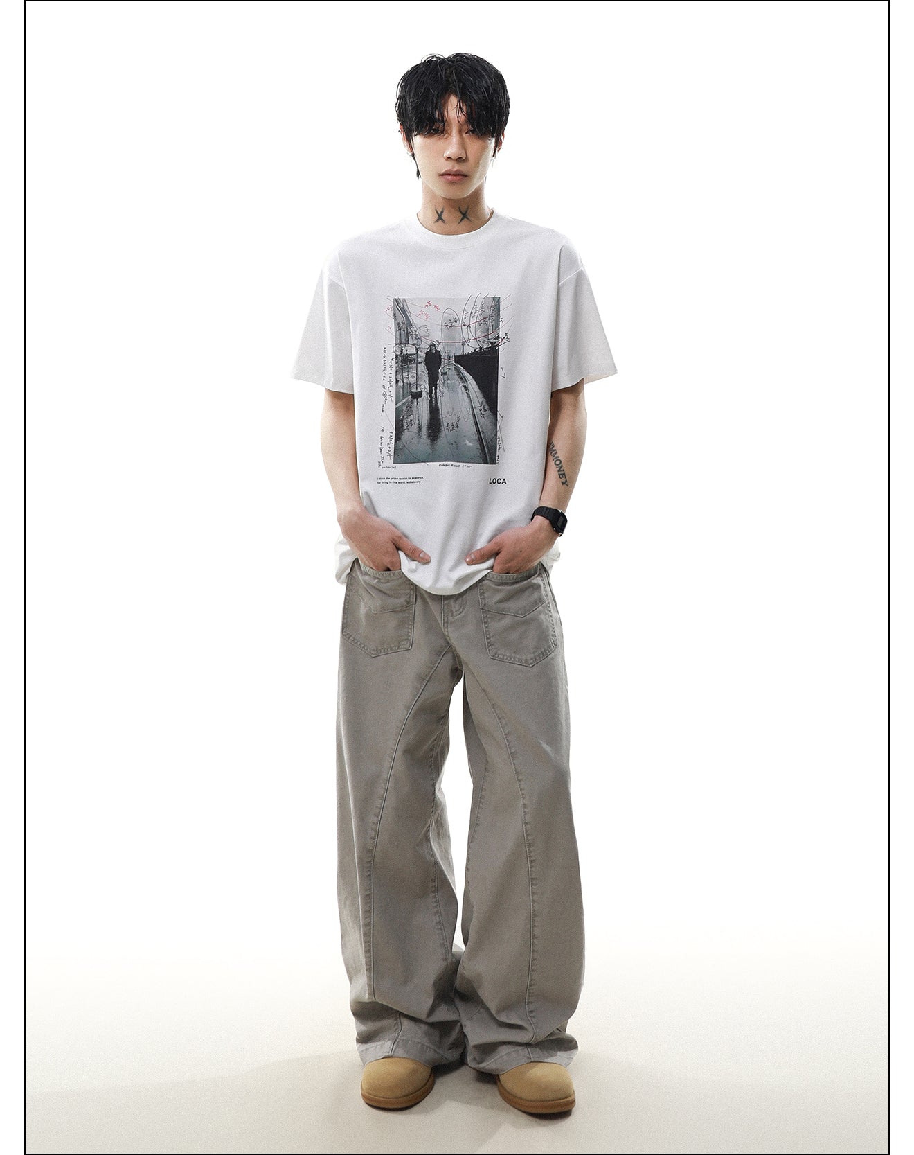 レトロデザイン プリント Tシャツ P2077