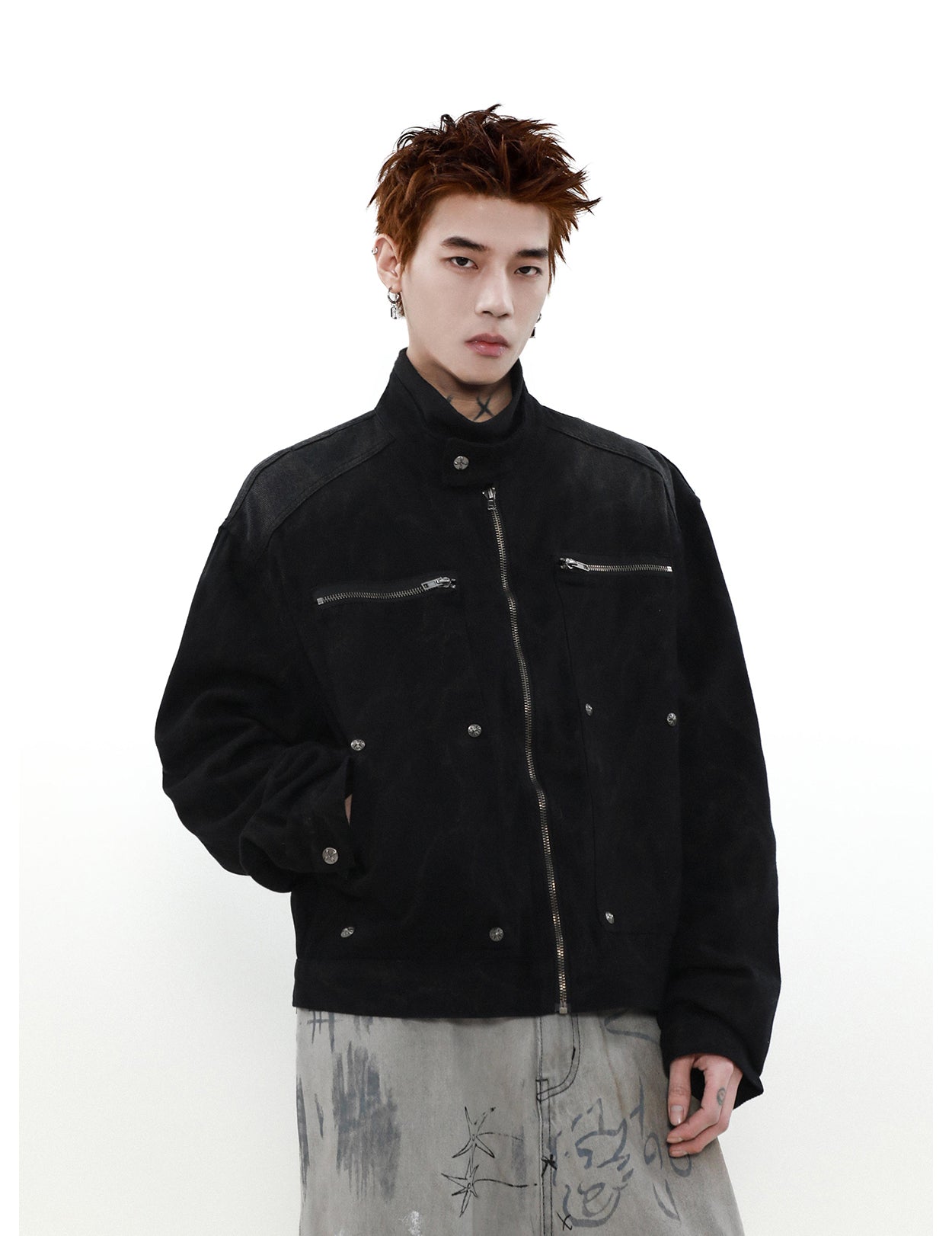 Washed design work jacket P866