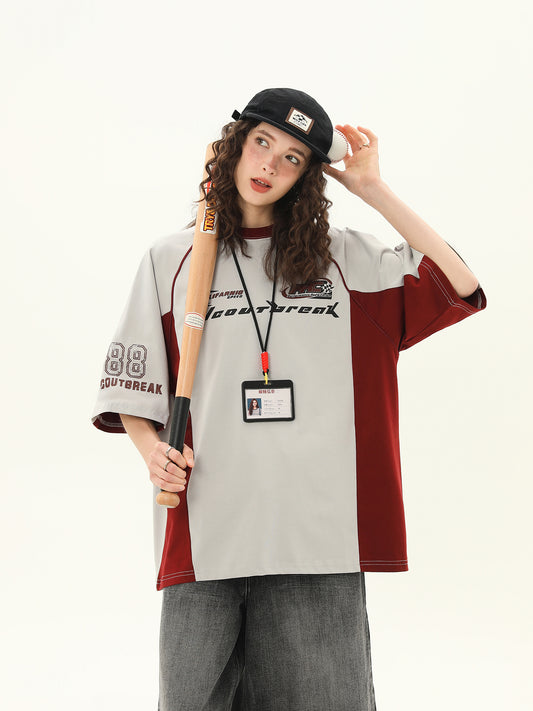 スプライシング コントラストカラー Tシャツ P2104