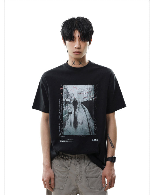 レトロデザイン プリント Tシャツ P2077