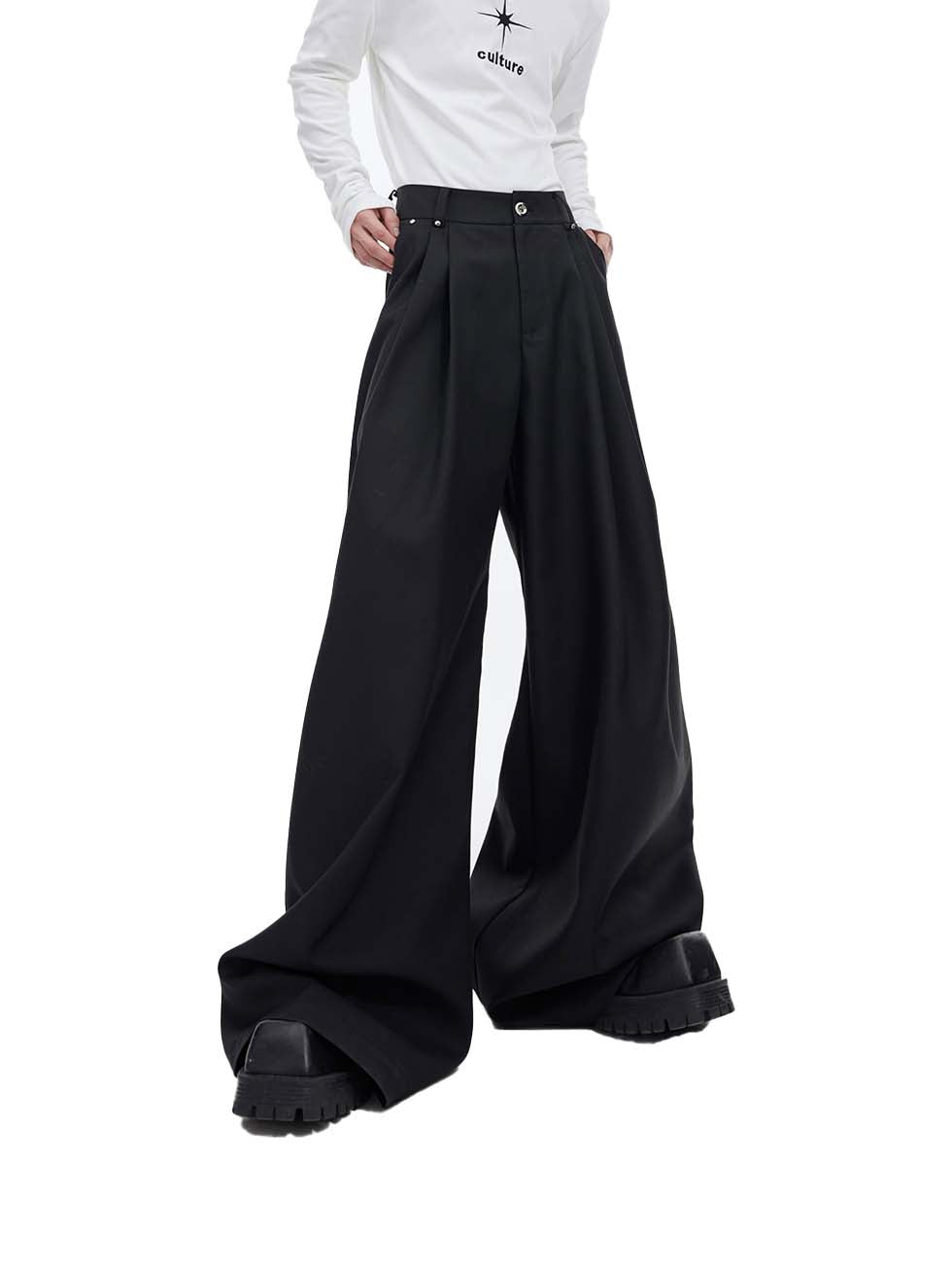 Pleated 3D casual pants P1081