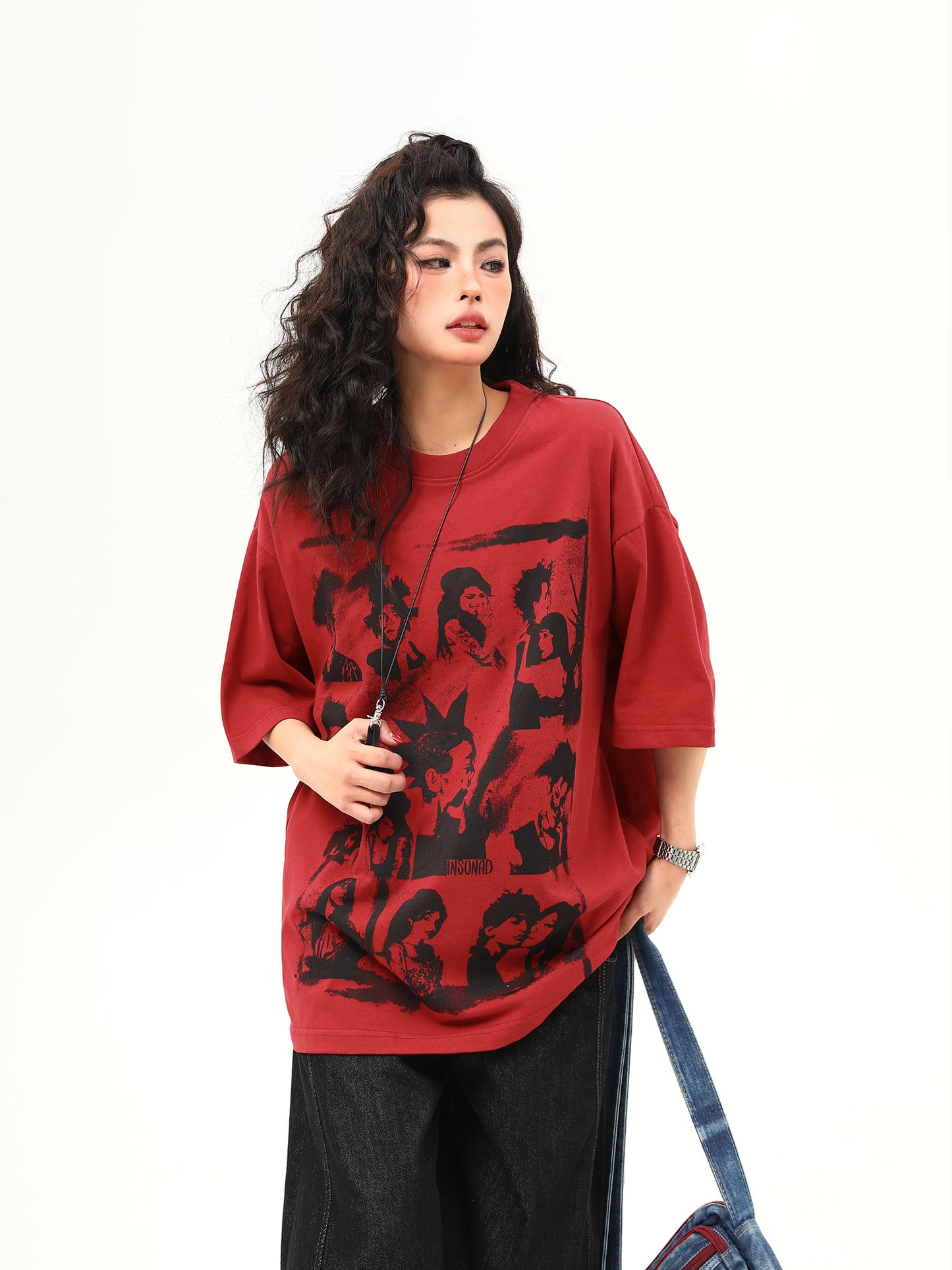 レトロ ポートレートプリント Tシャツ P2033