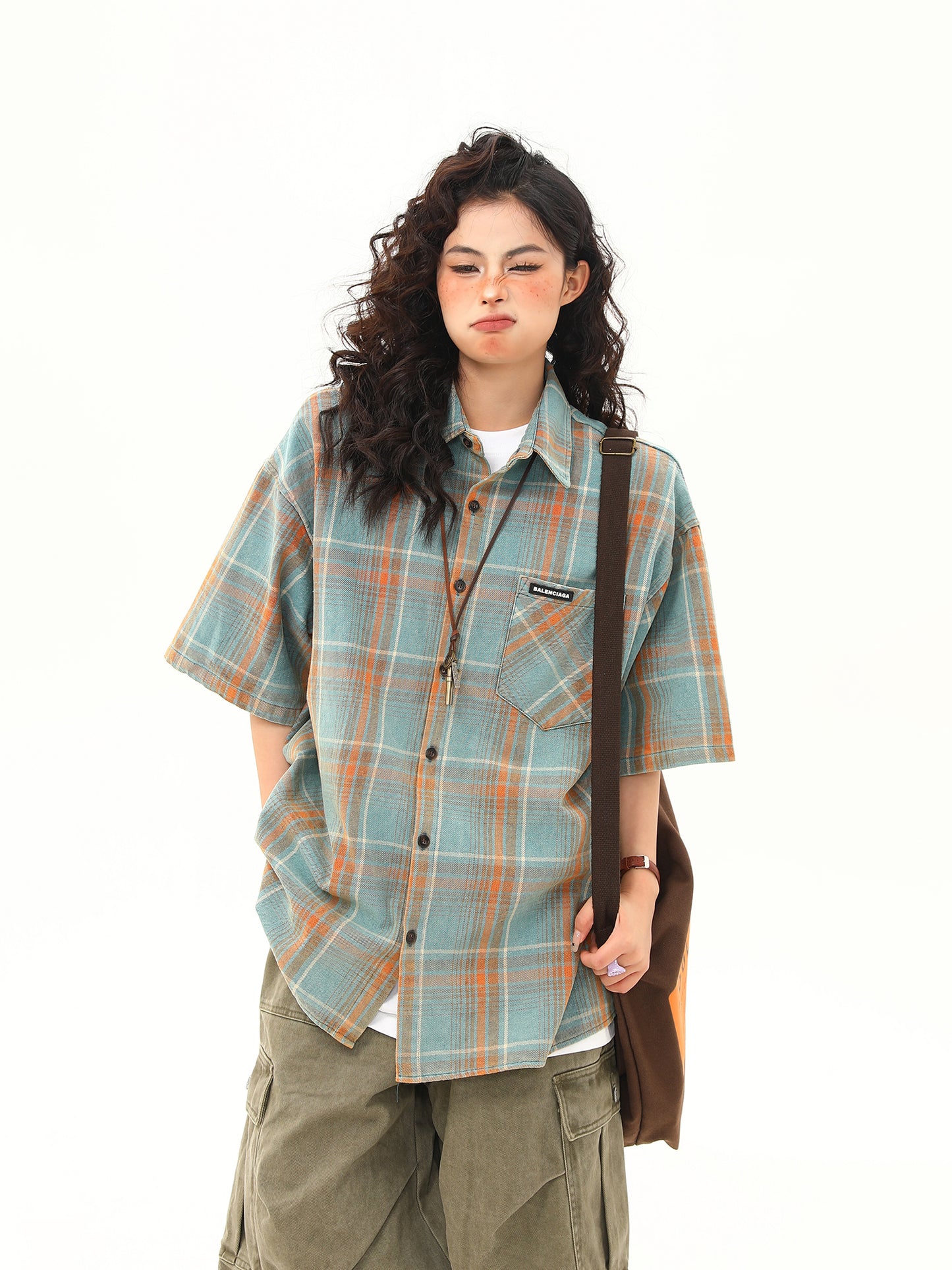 レトロ チェック柄シャツ P2067