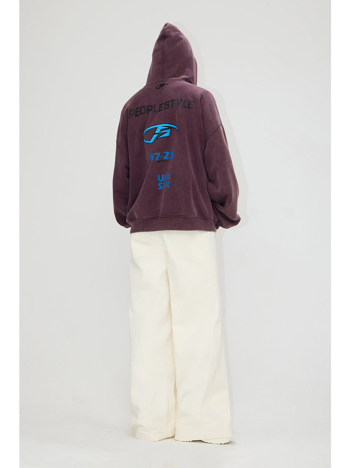 Loose fit zip logo hoodie P524