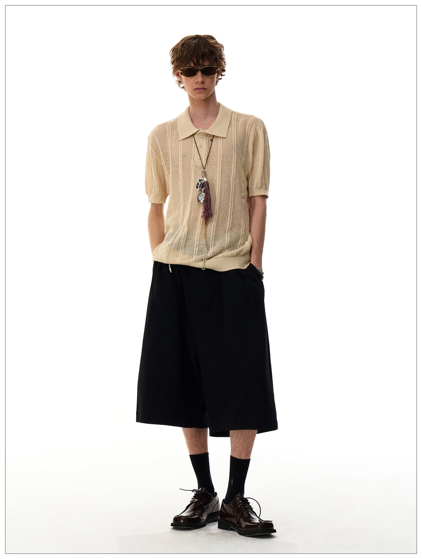 シースルーニット ポロシャツ P2096