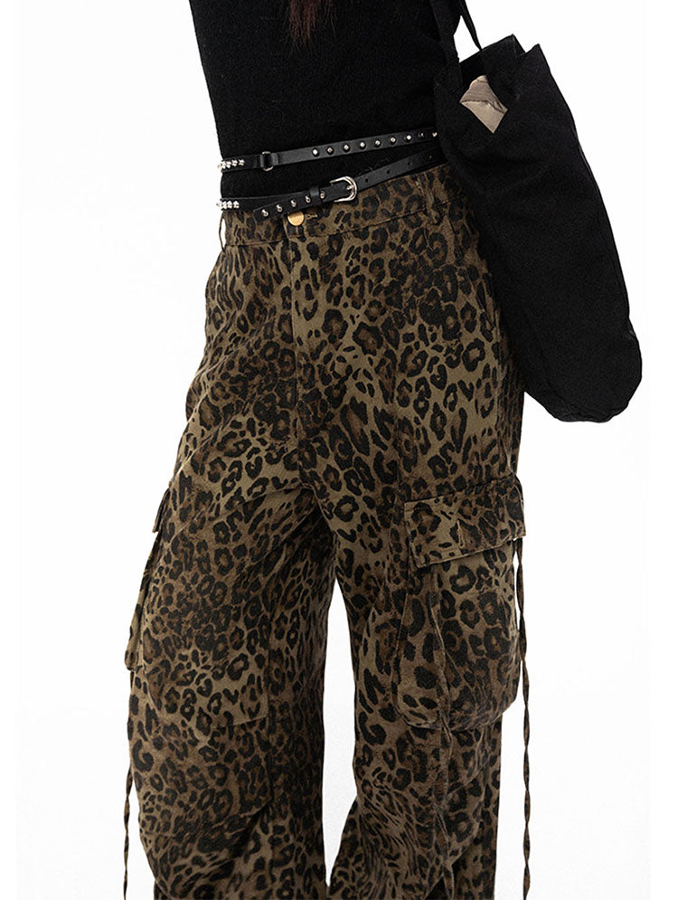 Street leopard print casual pants P719