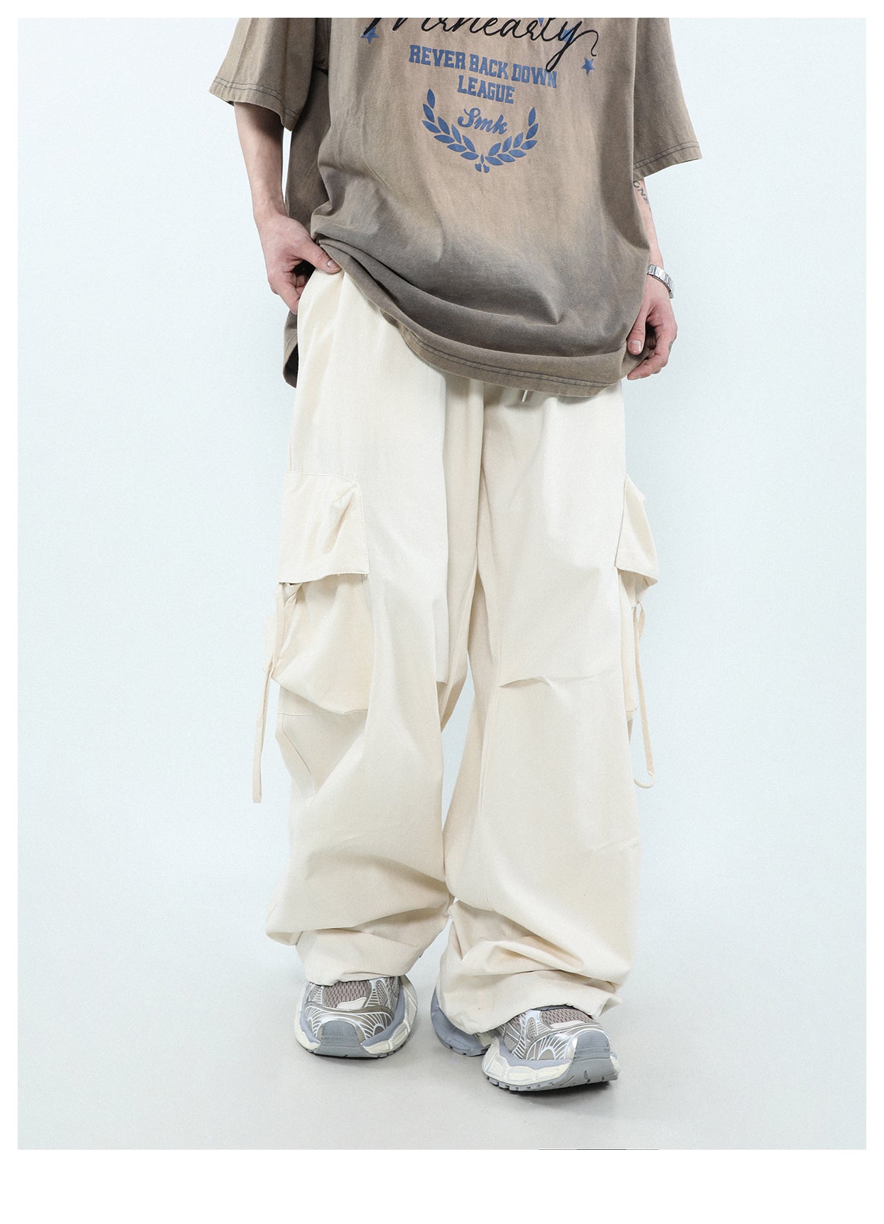 Wide leg multi-pocket cargo pants P274