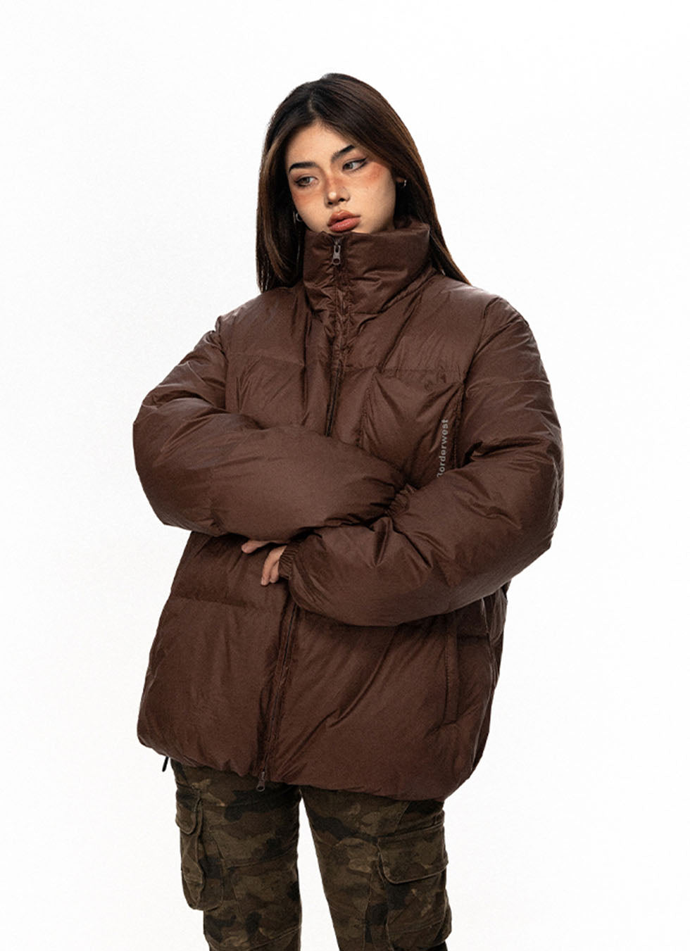 Stand collar white duck down jacket P688