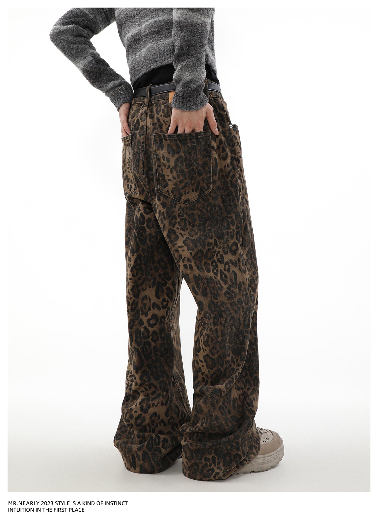 American Retro Leopard Print Jeans P1360