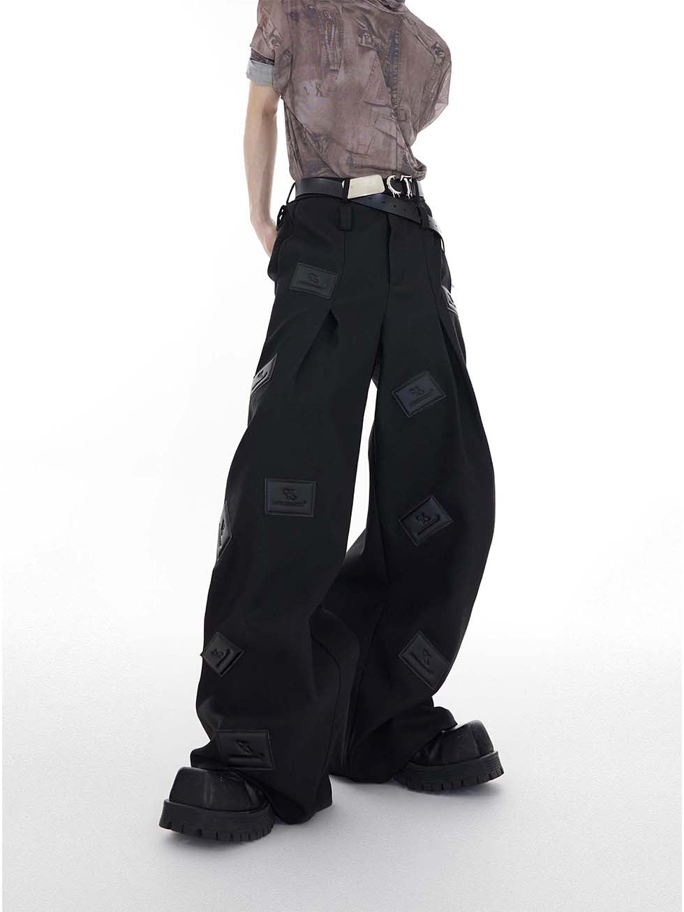 Wide drape casual pants P1054