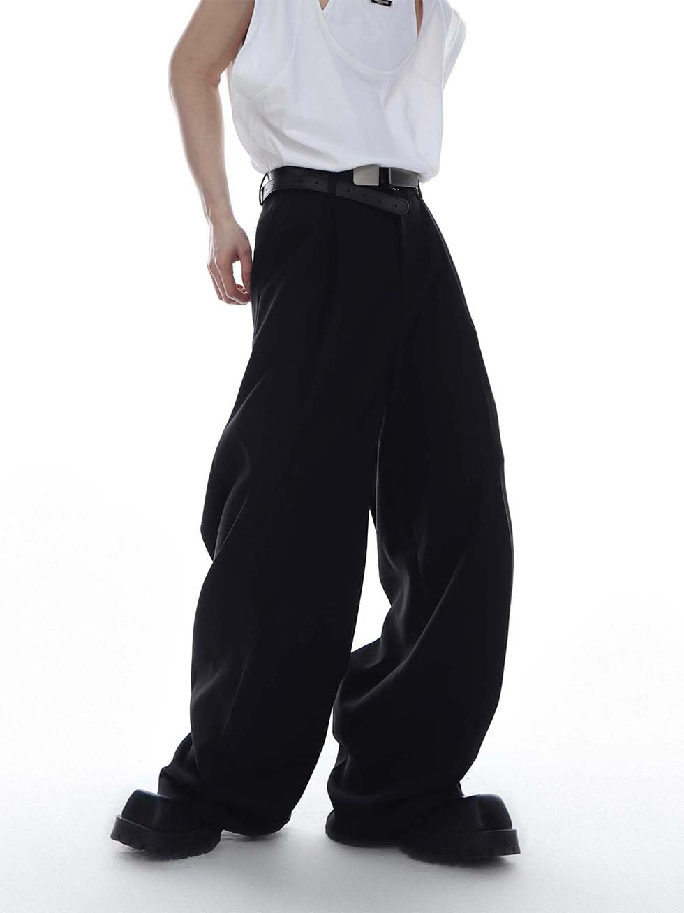 Drape loose straight pants P1071