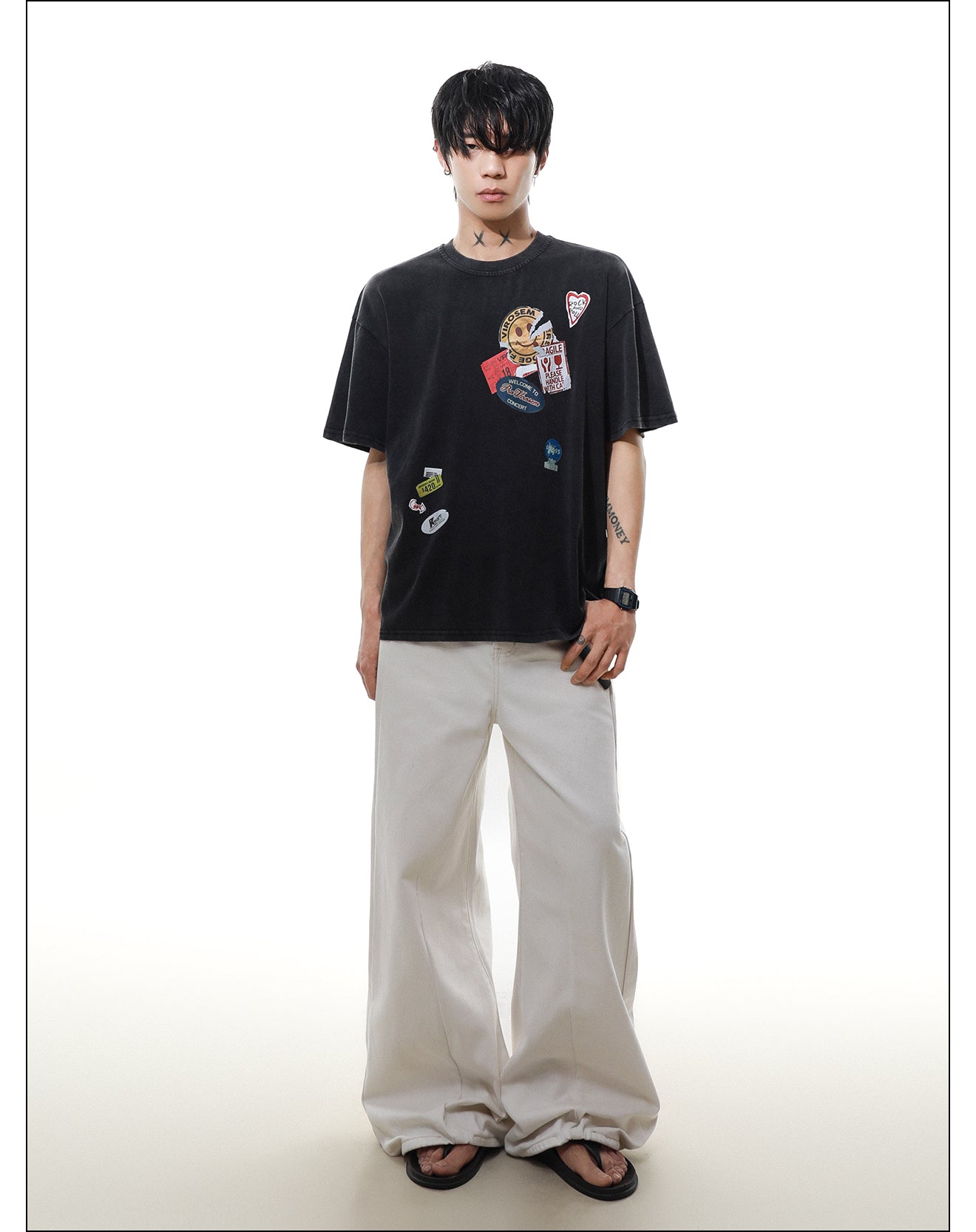 レトロデザイン カジュアルTシャツ P2086