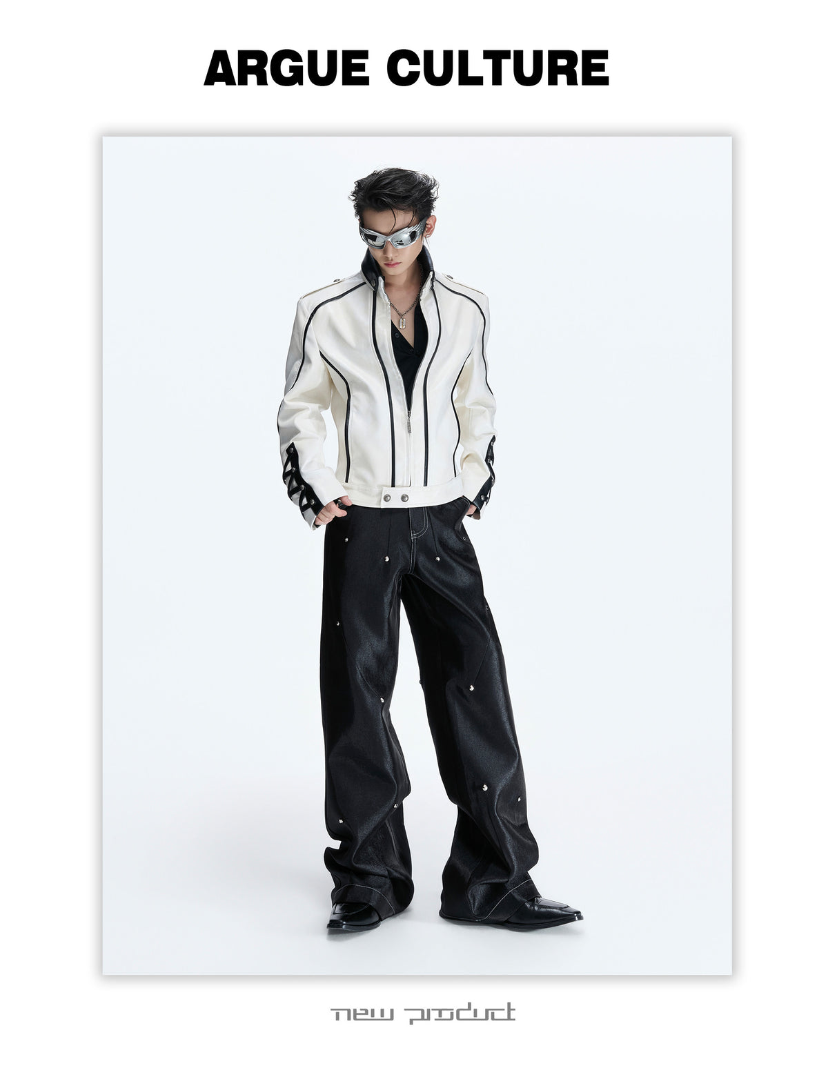ヘビーデコンストラクション スタンドカラーレザージャケット P2177