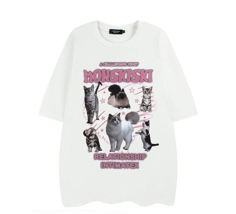 キャットプリント Tシャツ P1495