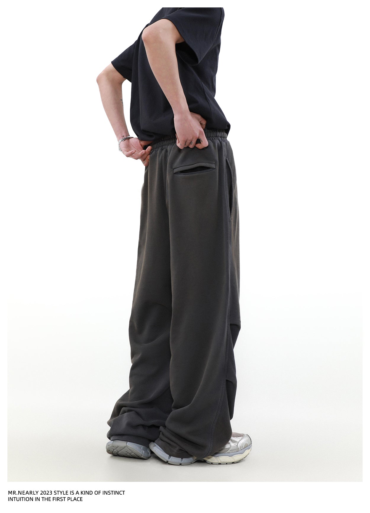 Dirt dyed washed sweatpants P1345