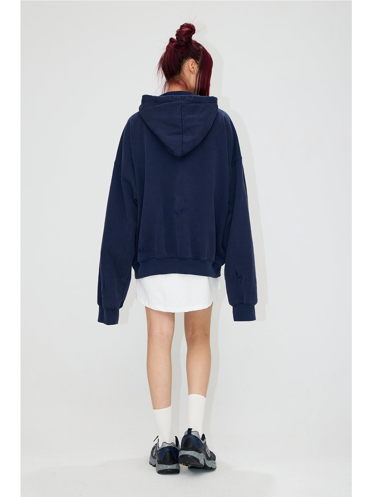 Loose fit retro damaged logo hoodie P525