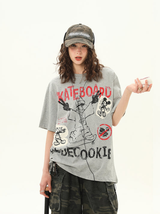 ストリート グラフィティプリント Tシャツ P2059