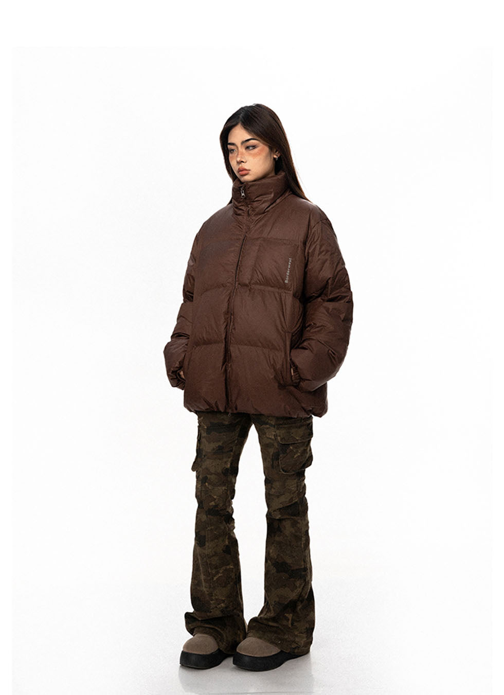 Stand collar white duck down jacket P688