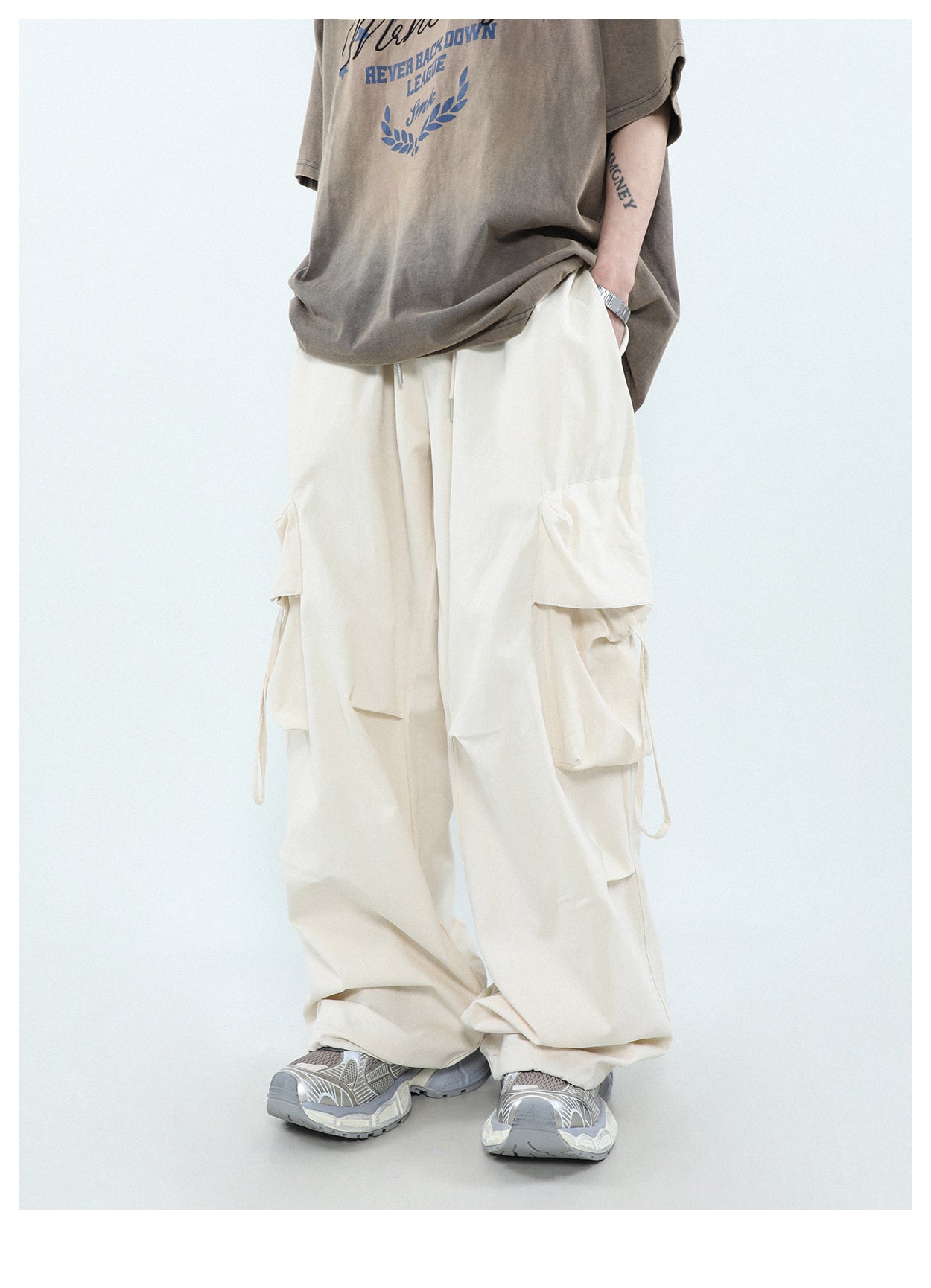 Wide leg multi-pocket cargo pants P274