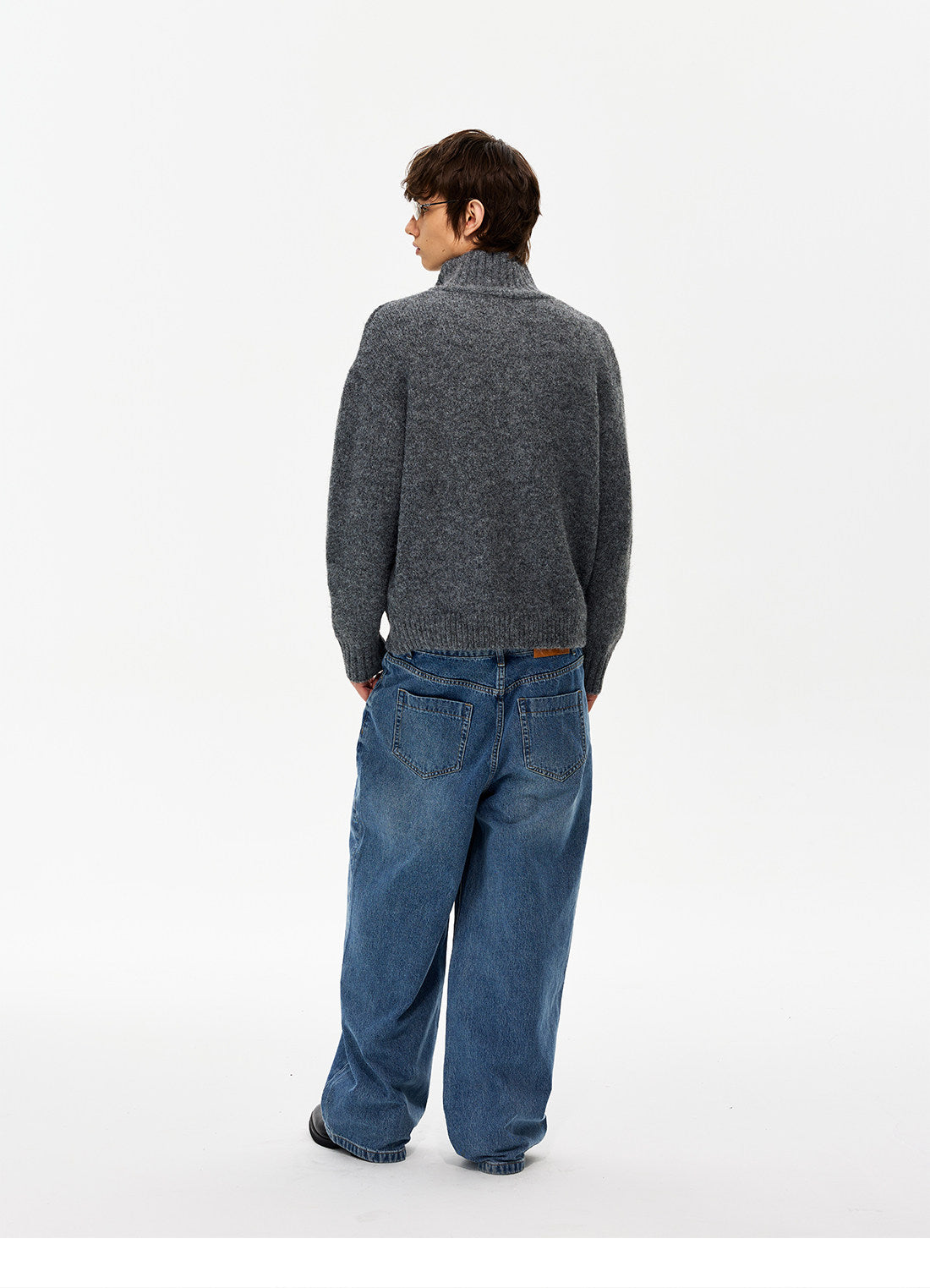レトロ ウール混紡 ハーフタートルネックセーター P2256
