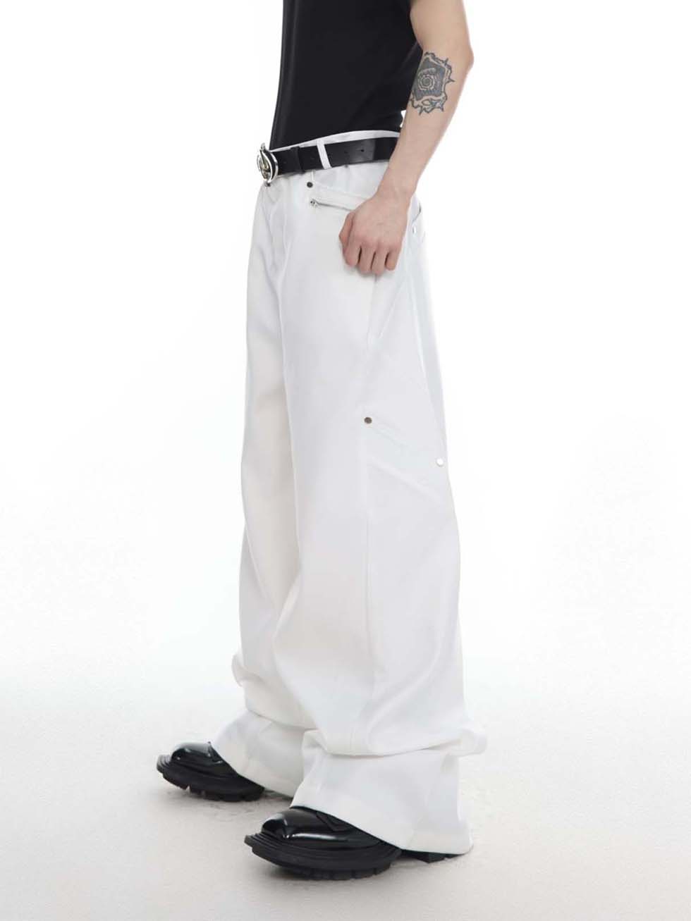 Zipper design loose pants P1146