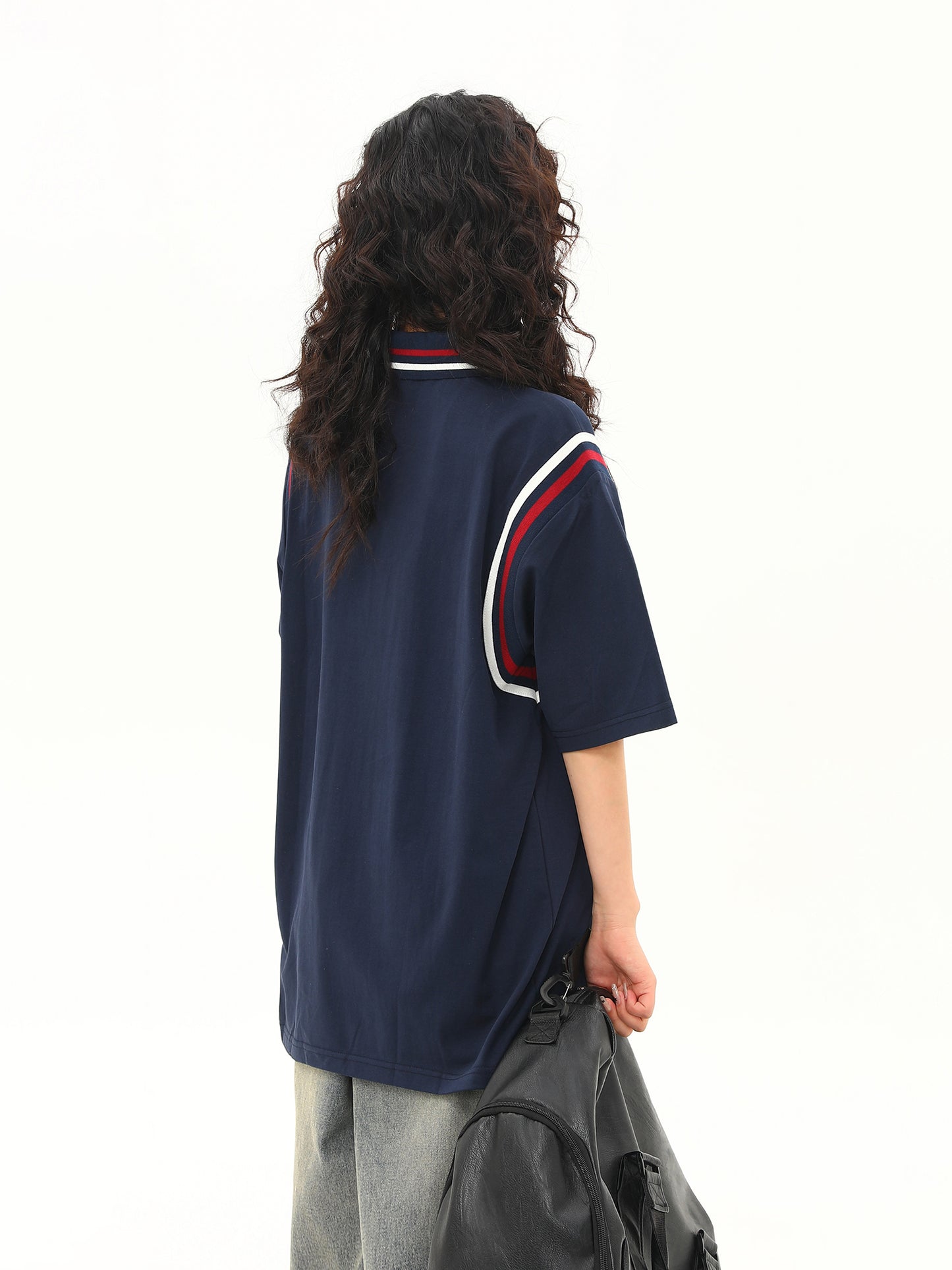 スポーツスタイル パッチワーク ポロシャツ P2064