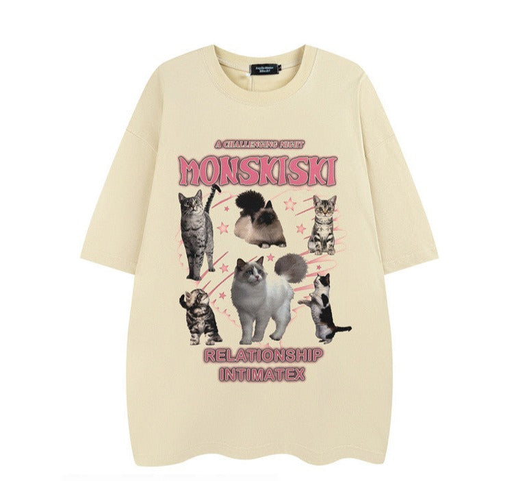 キャットプリント Tシャツ P1495