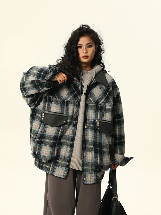 Wool check cotton jacket P1264