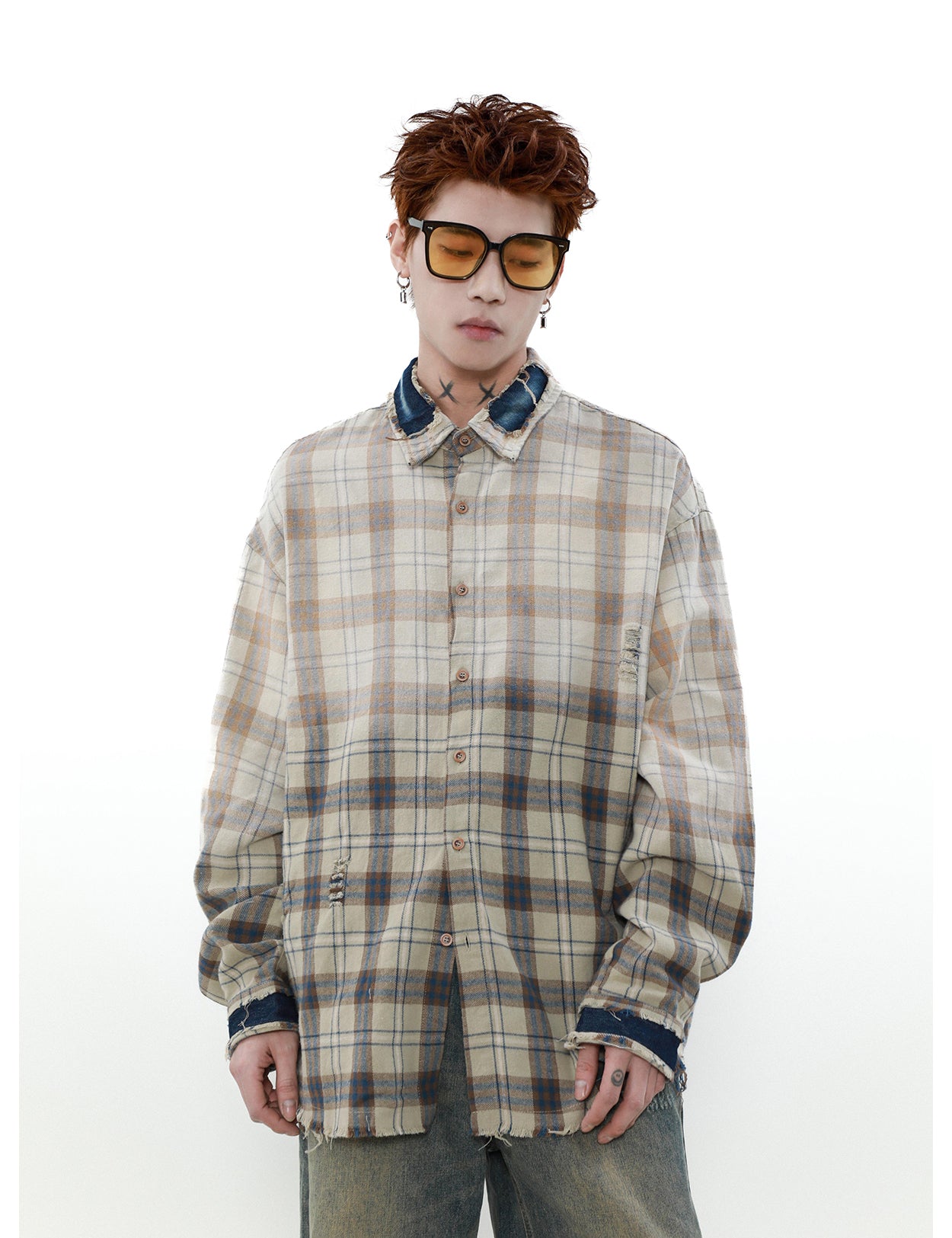 American design gradient check shirt P848