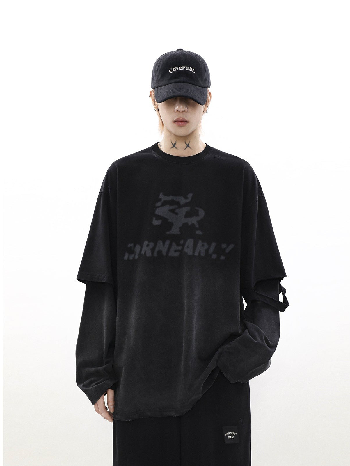 Gradient logo layered long sleeve T P255