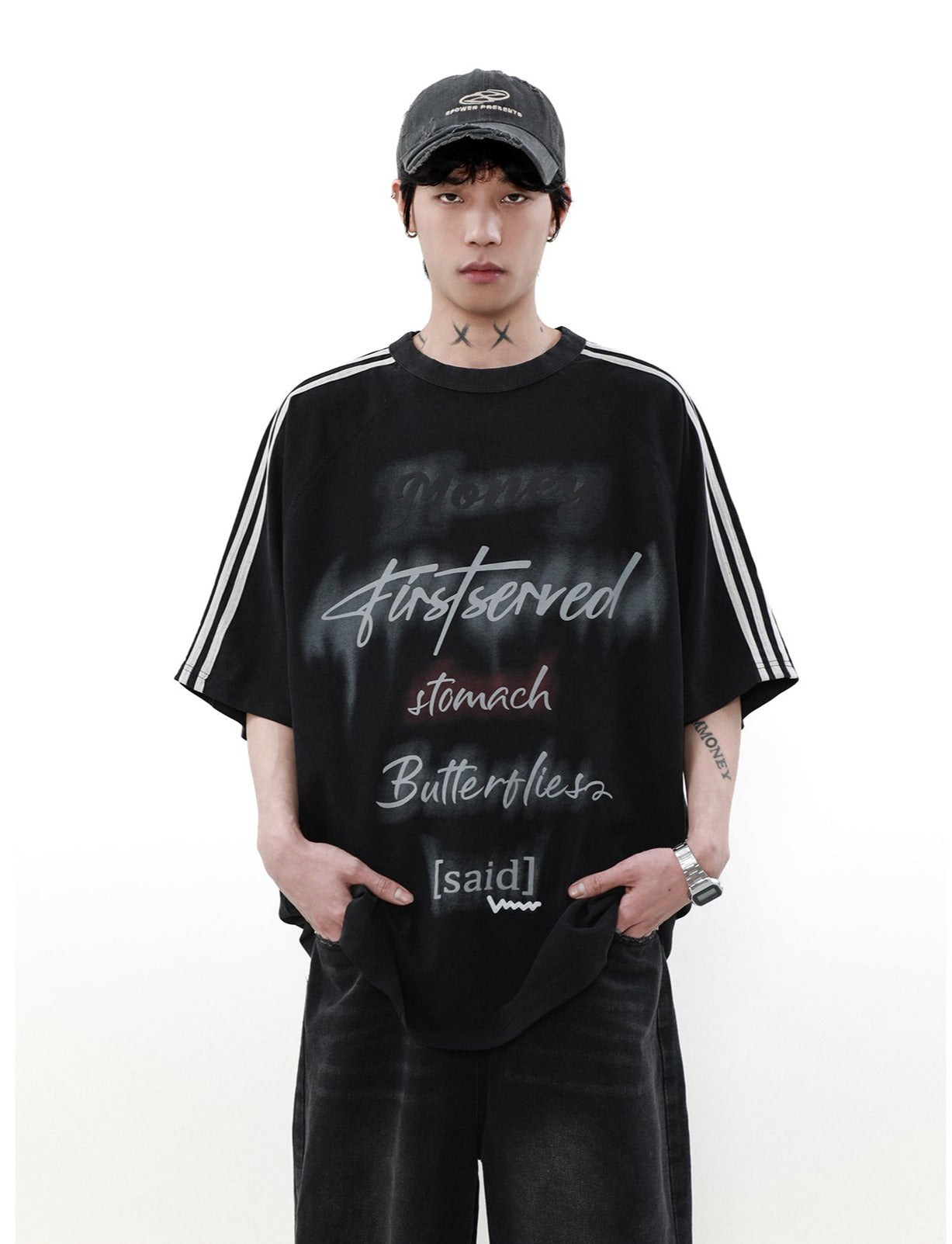 American Retro Raglan Sleeve Short Sleeve T-Shirt P1343