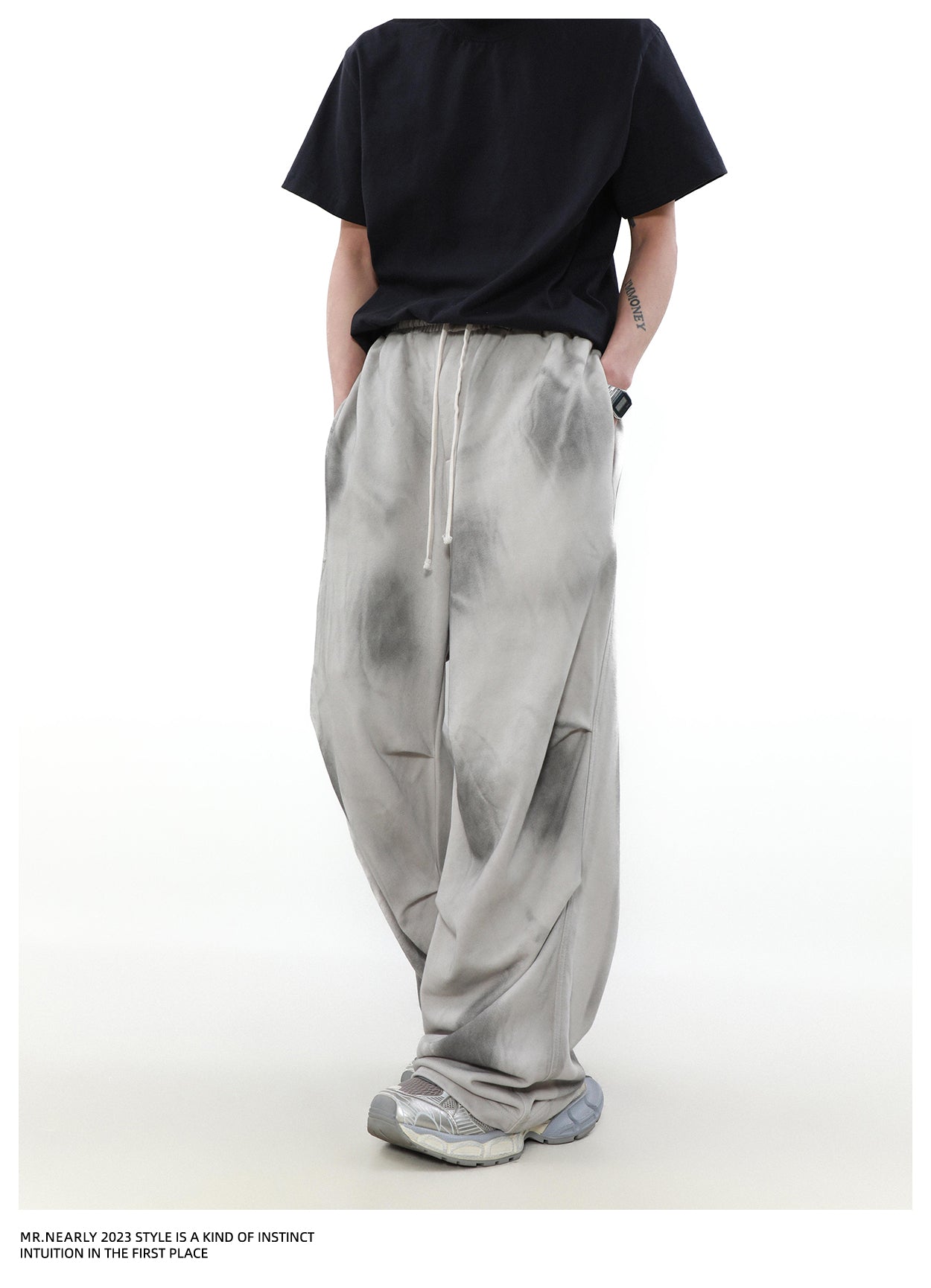 Dirt dyed washed sweatpants P1345