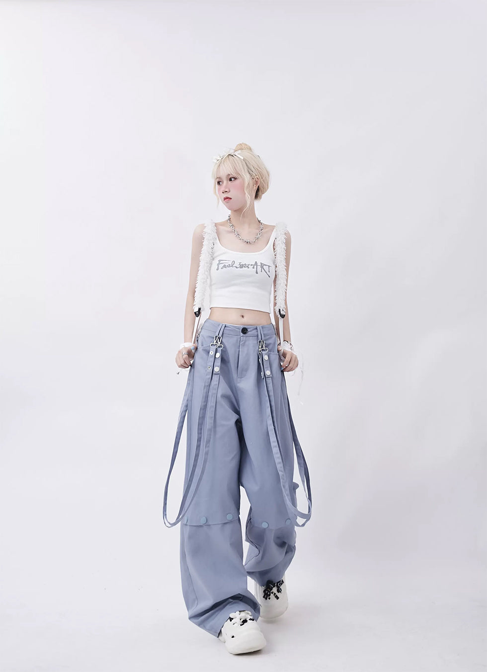 High street ribbon design casual pants P975