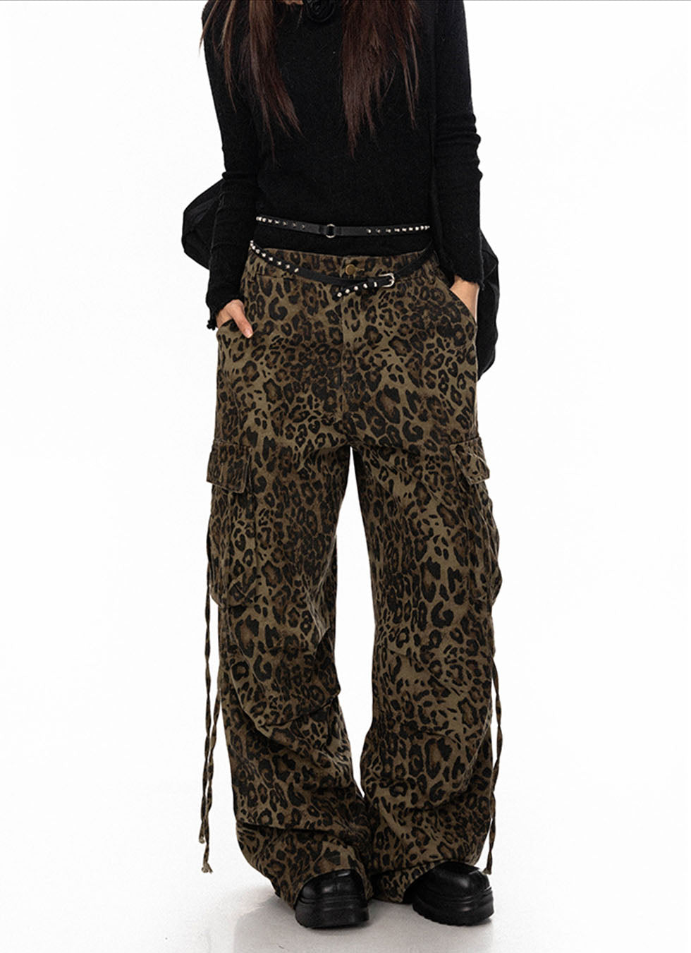 Street leopard print casual pants P719