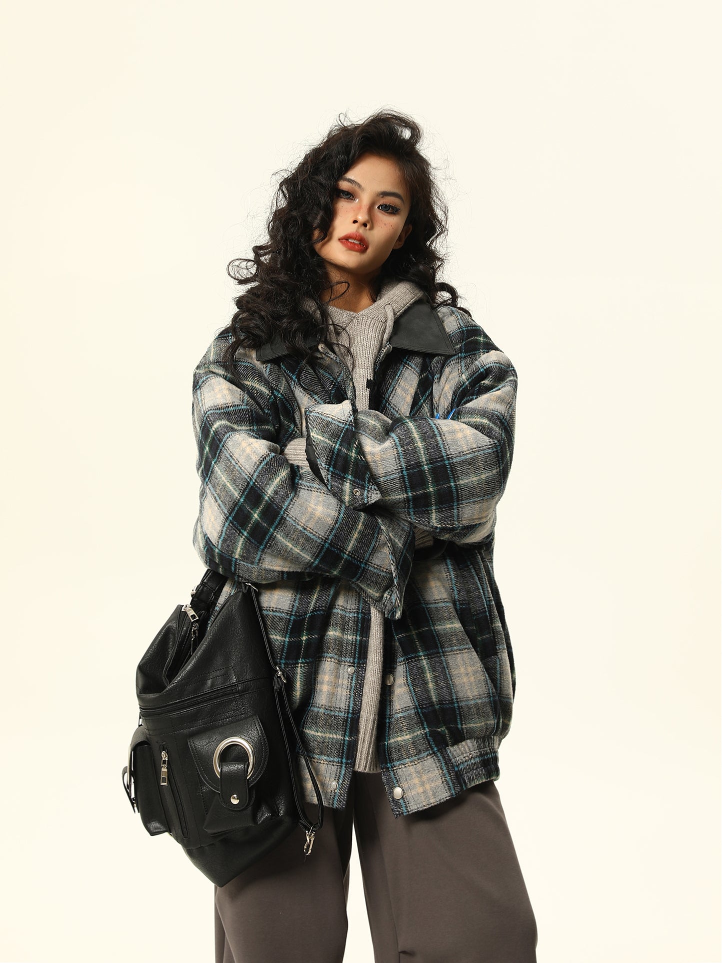 Wool check cotton jacket P1264