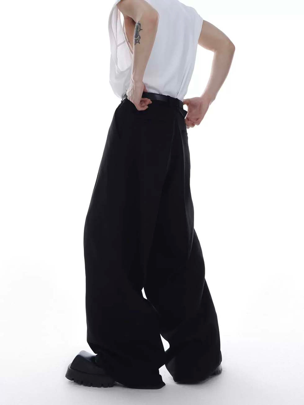 Drape loose straight pants P1071