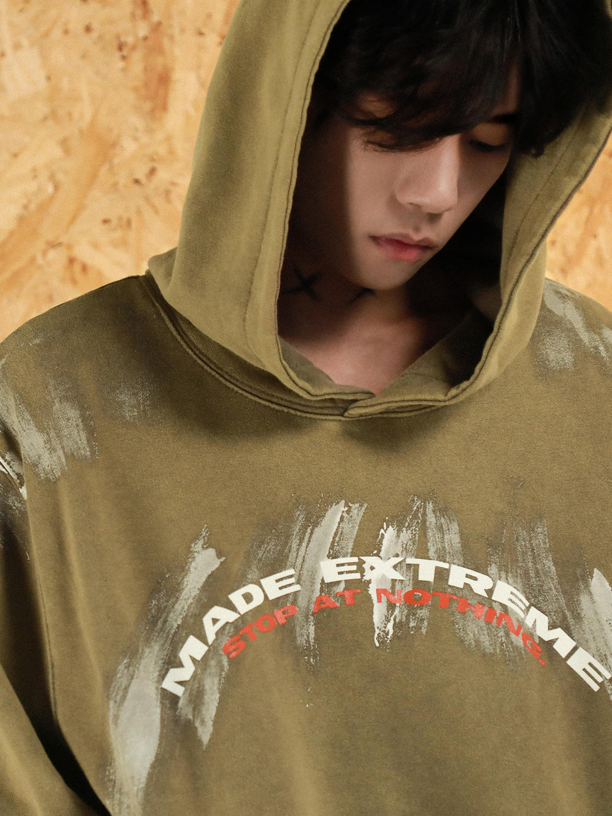 Graffiti Distressed Wash Hooded Sweatshirt P889