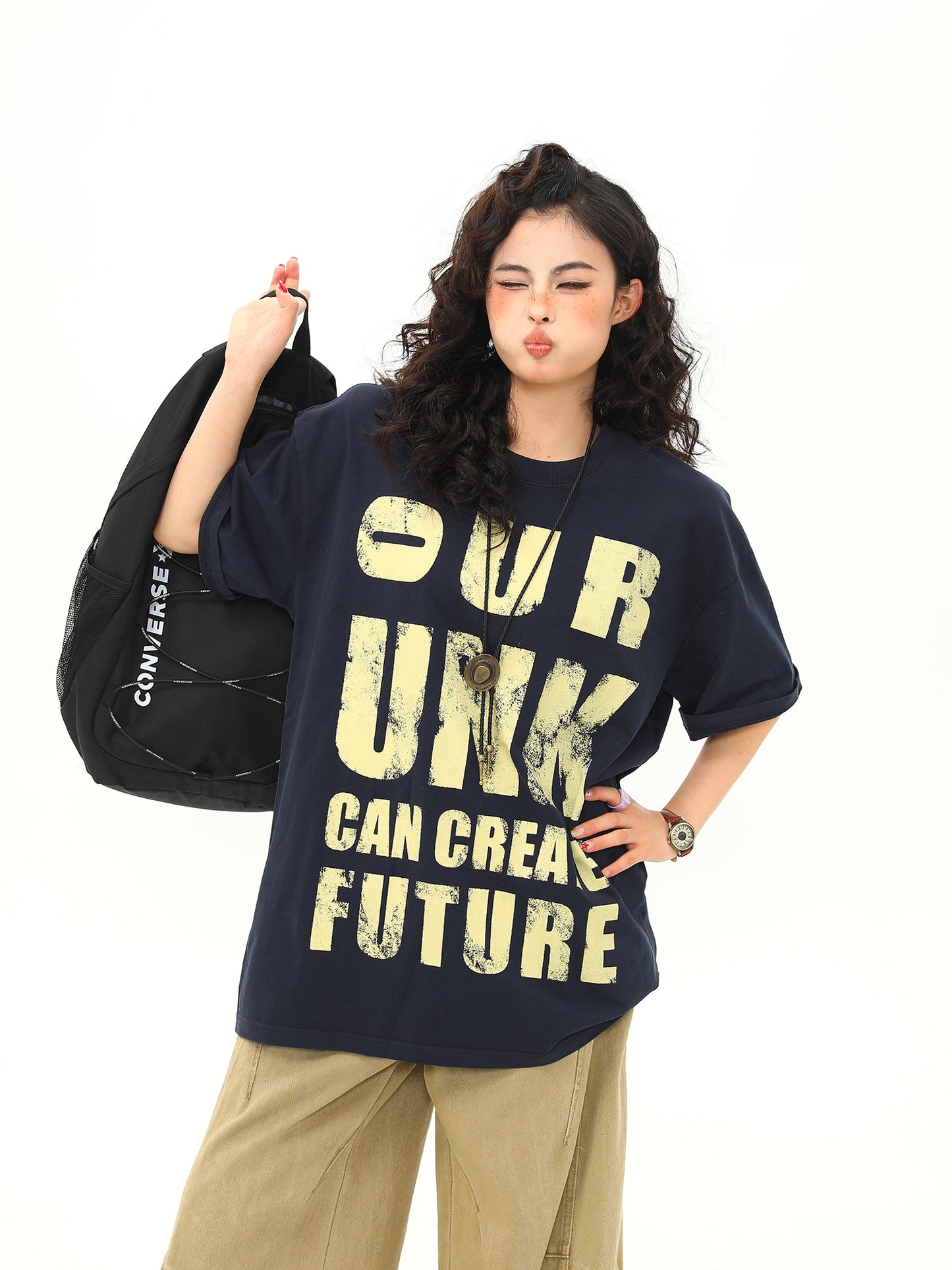 ルーズ プリント Tシャツ P2057