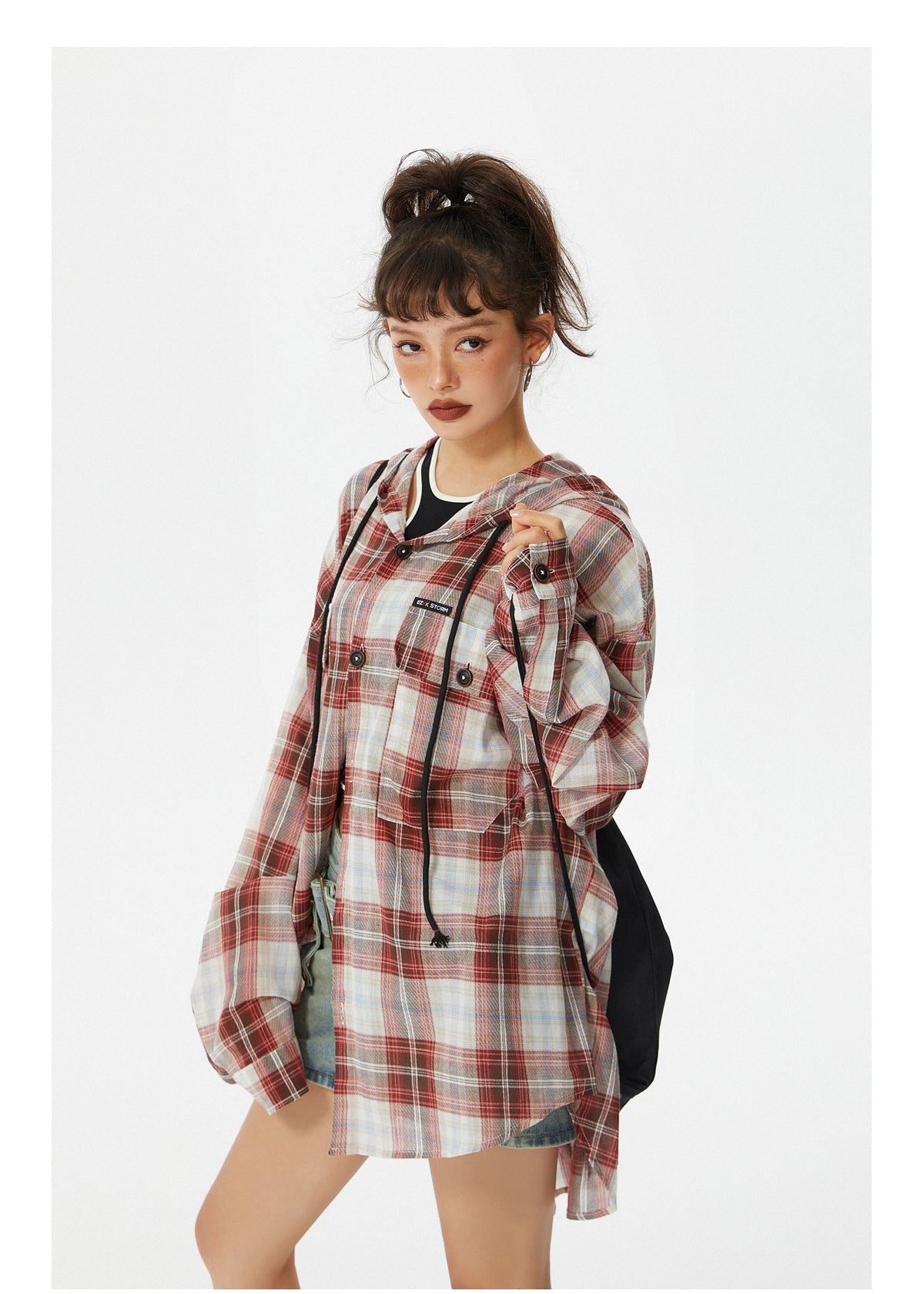 Loose fit retro check shirt P221