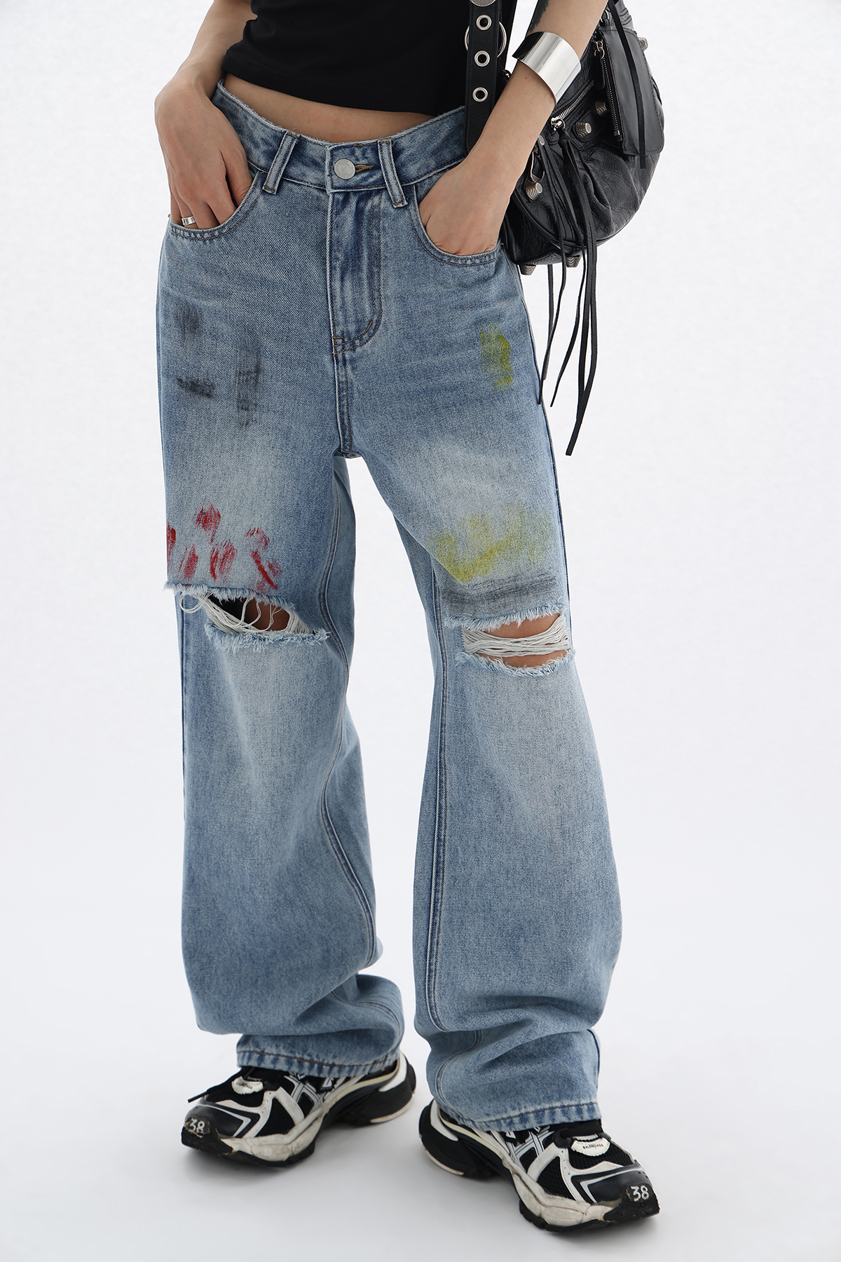 Painted denim pants P141