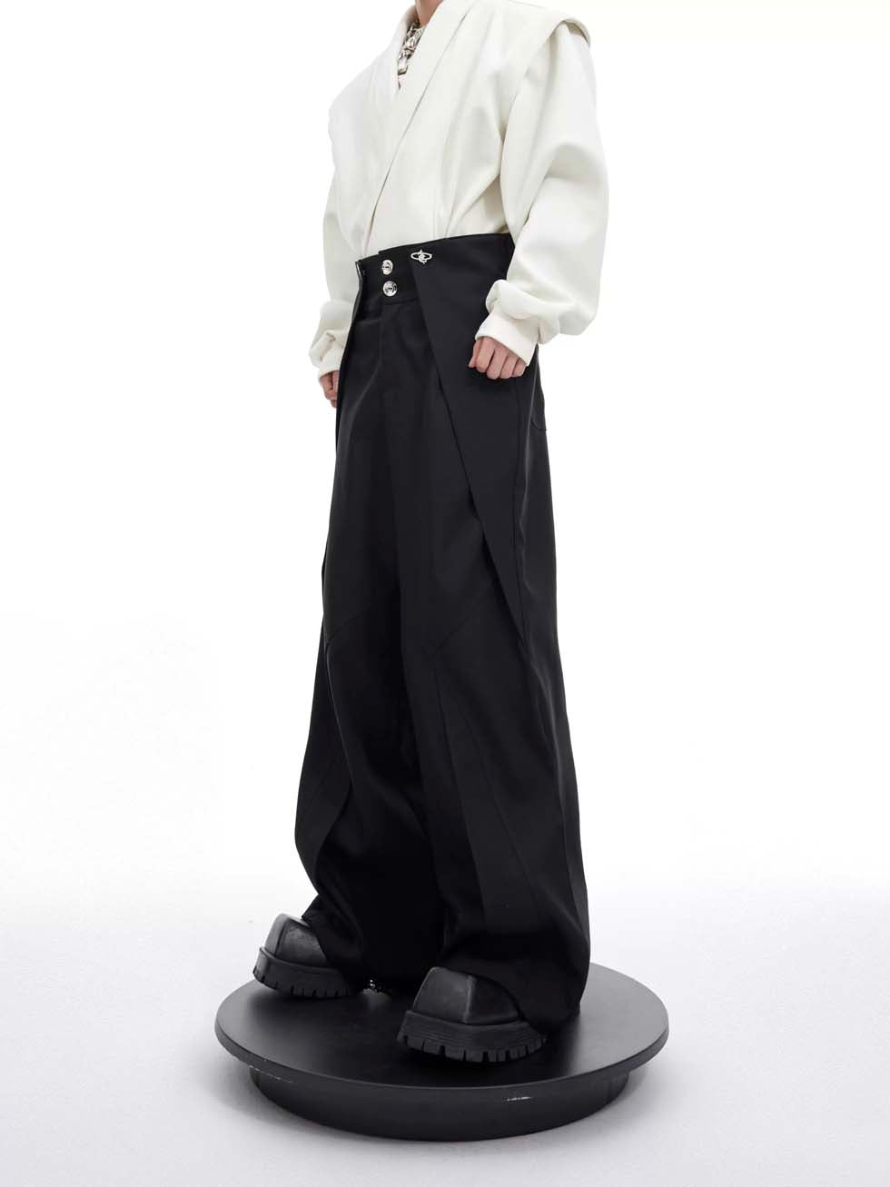 Double-layer design drape casual pants P1095