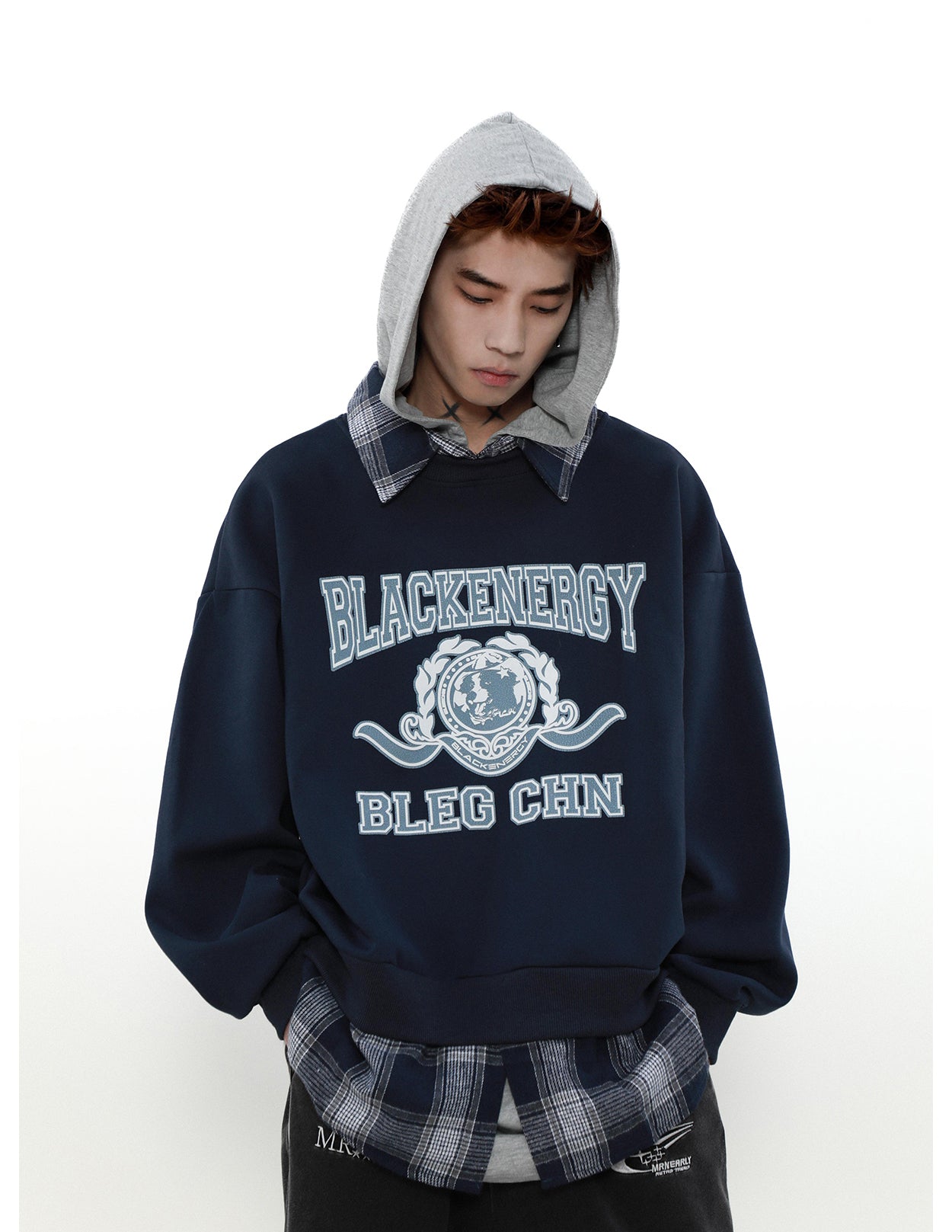 American Retro Fake Two-Piece Hooded Sweatshirt P847